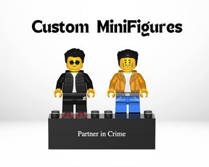 Custom Couple MiniFigures Set with Engraved Base & Display Box | Personalized Minifig Couple Set - AwwwShop