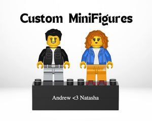 Custom Couple MiniFigures Set with Engraved Base & Display Box | Personalized Minifig Couple Set - AwwwShop