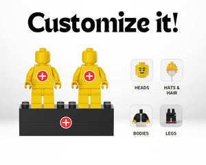 Custom Couple MiniFigures Set with Engraved Base & Display Box | Personalized Minifig Couple Set - AwwwShop